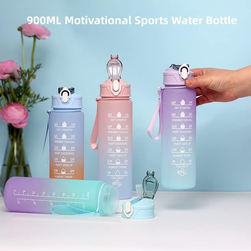 Water Bottles Set of 3, 2000ml+900ml+500ml BPA Free Motivational Sports Water Bottle