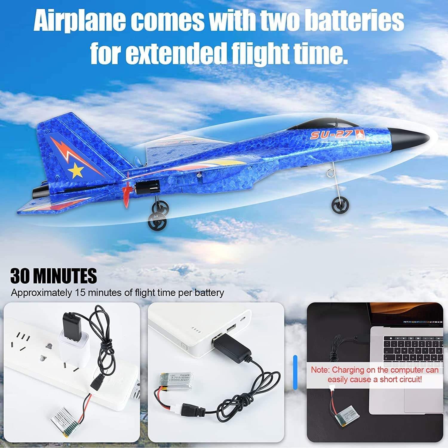 SU-27 RC Airplane,2.4GHz 2 Channel Remote Control Plane