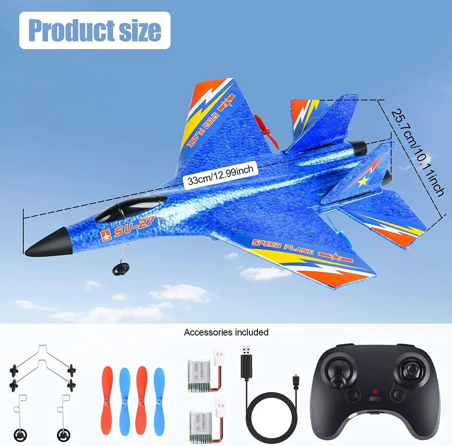 SU-27 RC Airplane,2.4GHz 2 Channel Remote Control Plane